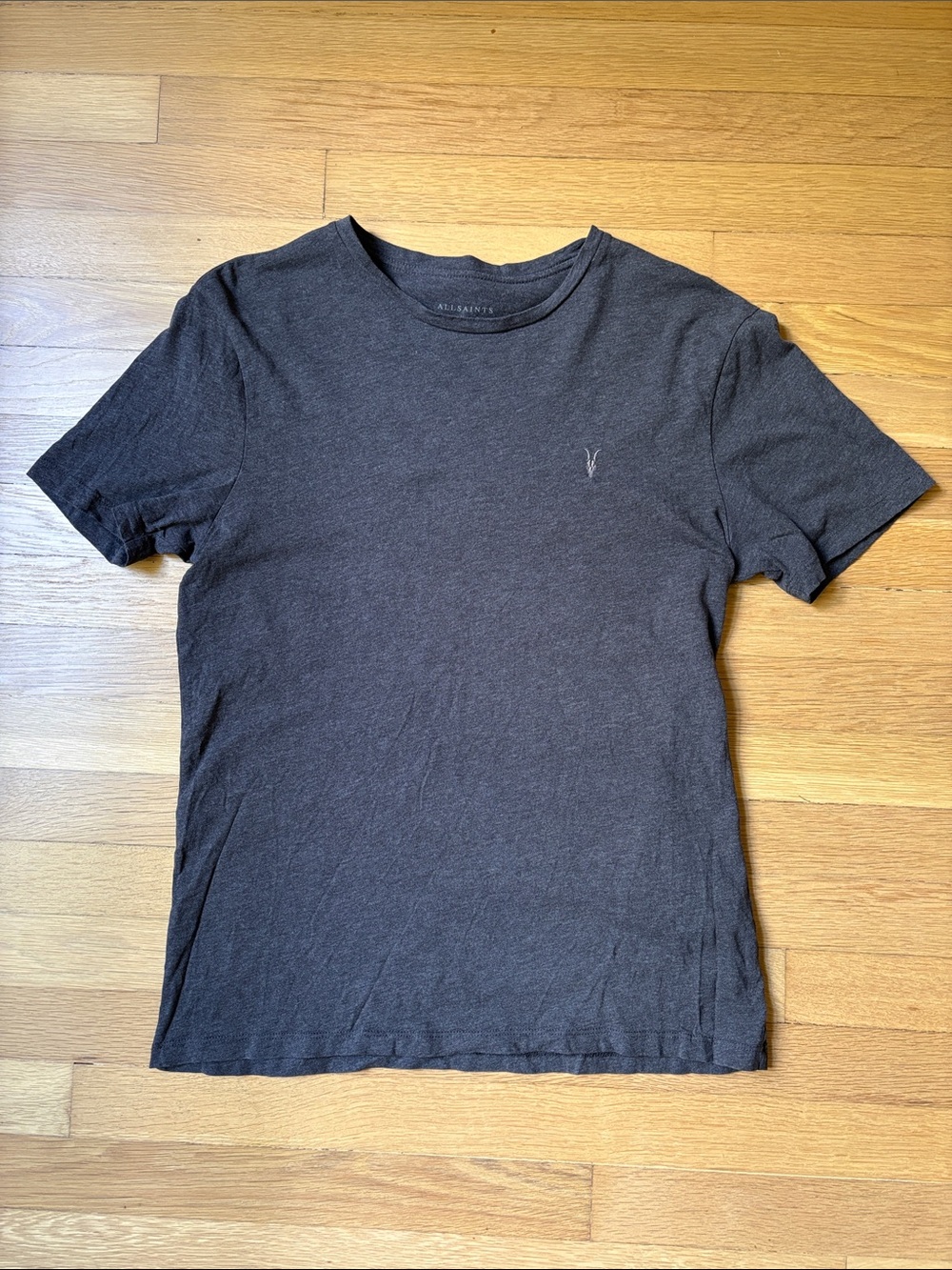 All Saints Men's Charcoal Short-Sleeve Logo Crew Tee